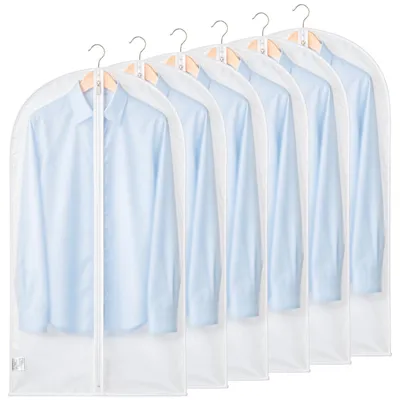 Productafbeelding van Kledingbeschermhoes - Ademende kledingzak - Voor het opbergen en beschermen van kleding - 100 x 60 cm - Wit - 6 stuks