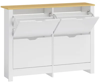 Obrázok produktu pre Úzka skriňa na topánky s 4 dvierkami, pre 8-16 párov topánok | Farba: biela | Rozmery: 105 x 26 x 80 cm
