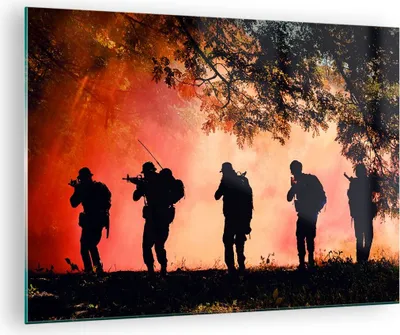 Produktbild von Bilder auf glas - Soldat Gewehr - 70x50cm - Glasbilder - Wandbilder - Bilder - Kunstdruck - zum Aufhängen bereit - Wanddekoration aus Glas - Glas Bilder - Wandbild auf Glas - Einteilig - GAA70x50-3977