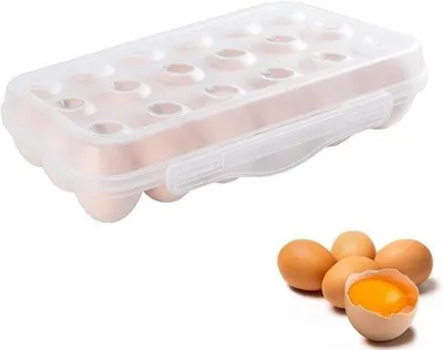 Obrázok produktu pre Priehľadná krabička na vajcia s 18 priehradkami do chladničky s vekom