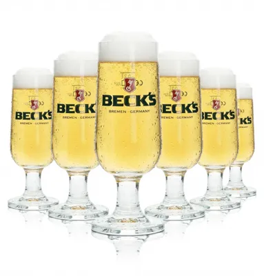 Produktbild von 6x Becks Bier Glas 0,2l Pokal Ritzenhoff Tulpe Gläser Brauerei Silber Beer Bar