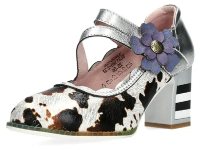 Produktbild von Laura Vita Damen Pumps Kuhfelloptik große Blüte KACIO 12, Größe:40 EU, Farbe:Beige