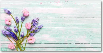 Produktbild von Tulup® Küchenrückwand Spritzschutz aus Glas -100x50 -Spritzschutz auf gehärtetes GlasBlumen & Pflanzen Lavendel auf Holz