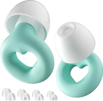 Produktbild von Ohrstöpsel zum Schlafen Silikon, Wiederverwendbare Gehörschutz, Ear Plugs for Sleep für Reisen, Arbeit, Schlafen und Konzert XS/S/M/L Herzform-grün