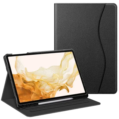 Produktbild von Fintie Hülle für Samsung Galaxy Tab S8 Plus 2022/S7 FE 2021/S7 Plus 2020 12.4 Zoll, Multi-Winkel Folio Schutzhülle mit S Pen Halter Dokumentschlitze und Auto Schlaf/Wach Funktion, Schwarz