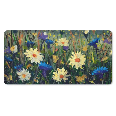 Produktbild von MuchoWow® Schreibtischunterlage Malerei - Ölfarbe - Natur - Blumen 80x40 cm - XXL Mauspad - Gaming Mauspad