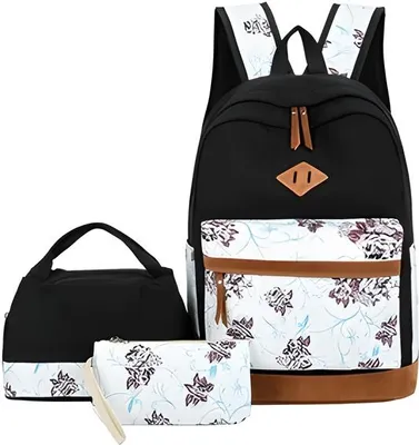 Produktbild von Rucksack für Damen, lässiges, leichtes Canvas-Rucksack-Set, modische, süße Schultertasche zum Mitnehmen, Reise-Tagesrucksack