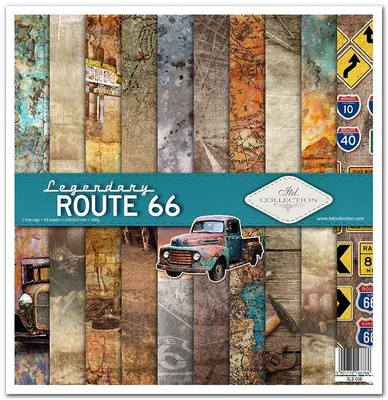 Produktbild von ITD COLLECTION Satz von 11St doppelseitigen Scrapbooking-Papieren, 30x30 cm Legendry Route 66