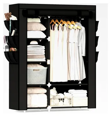 Produktbild von Kleiderschrank aus Stoff mit Regalen und Kleiderstange