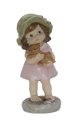 Produktbild von Deko Wichtel Kind Figur Mädchen Katze Garten Junge Skulptur Zwerg Blume Objekt