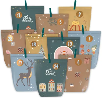 Produktbild von Adventskalender zum Befüllen – 24 selbst gestaltbare Adventsbeutel – Geschenktüten zum Selbstbefüllen