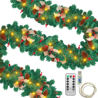 Zdjęcie produktu dla Jopassy 5M girlanda bożonarodzeniowa z USB 100 LED podświetlana dekoracja bożonarodzeniowa wewnątrz i na zewnątrz girlanda bożonarodzeniowa girlanda jodłowa girlanda artystyczna