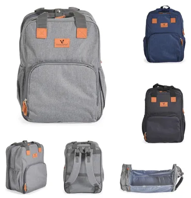 Produktbild von Cangaroo Kinderwagentasche Liana 2 in 1 Rucksack Babybett Reißverschluss Clips grau