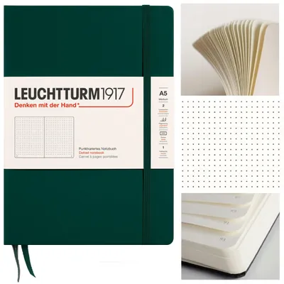 Zdjęcie produktu dla Leuchtturm 367255, Monochromatyczny, Zielony, A5, 251 ark., 80 g/m², Papier w kratkę