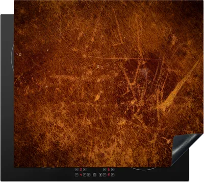 Produktbild von KitchenYeah© Herdabdeckplatte Leder - Lederoptik - Braun - Orange , 58x51cm, Küche Deko, Glaskeramikkochfeld Herdabdeckung, Abdeckplatte fùr Kochfeld