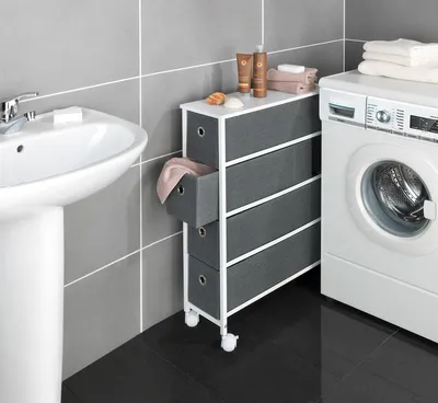 Immagine prodotto di Maximex, scaffale angolare con 4 cassetti - Scaffale angolare con 4 cassetti extra-profondi e 4 ruote scorrevoli, metallo, 20 x 58 x 79 cm, bianco