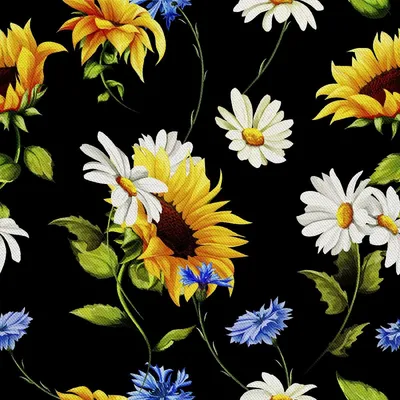 Immagine prodotto di OUTDOOR DEKOSTOFFE OXFORD - Motivo fiori su nero I DX490
