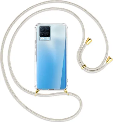 Produktbild von Handykette Backcover-Schutzhülle mit Band (Metall goldfarben) für Realme 8, Realme 8 Pro (6.4) - broken white