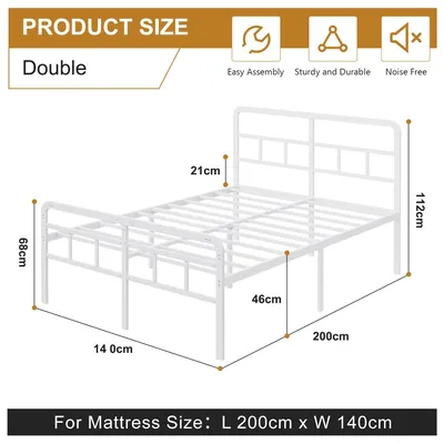 Productafbeelding van Bedframe, 140 x 200 cm, met hoofdeinde en voeteneinde, met een houten uitstraling, voor de slaapkamer