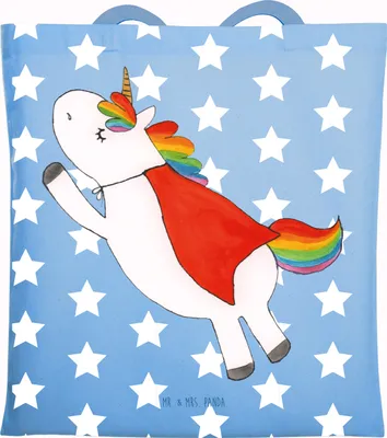 Produktbild von Mr. & Mrs. Panda Tote Bag Einhorn Geburtstag - Sky Blue - Geschenk, Held, Unicorn, Einkaufstasche, Schultasche, Tasche, Shopping, Superheld, Uni, Einhörner