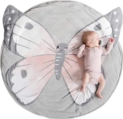 Obrázek produktu pro Podložka pro lezoucí děti, dětský koberec, deka, herní podložka, bavlna, 95 cm (motýl)