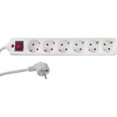 Obrázok produktu pre REV 00125101, 1,4 m, Vnútorný, 1,5 mm², Biela, 6 AC zásuvky/AC zásuviek, 230 V