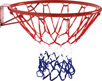 HOMCOM Basketballkorb, Indoor & Outdoor mit Ø46 cm Korb und Netz, Wandmontage, Basketball Board für Kinder Jugendliche Erwachsene, Rot + Blau + Weiß
