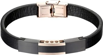 Produktbild von Karisma Männer Lederarmband Edelstahlplatte Schwarz 21cm BLQ238 - Black-silber