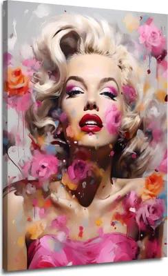 Produktbild von Marilyn Pop Art abstrakt Leinwandbild Wandbild Kunstdruck XL Deko: 60x80x2cm