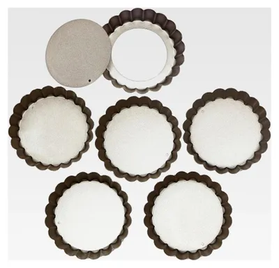 Produktbild von Kleine Tarteform mit Hebeboden Ø 10 cm, Set von 6 Mini-Quicheformen mit Antihaftbeschichtung
