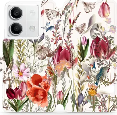 Immagine prodotto di Custodia per cellulare con sportello per Xiaomi Redmi Note 13 5G, Mobiwear Book, mazzo di fiori