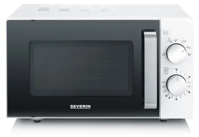 Produktbild von Severin MW 7765, Arbeitsplatte, Solo-Mikrowelle, 20 l, 800 W, Drehregler, Schwarz, Silber