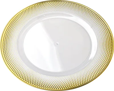 Produktbild von Unterteller Kunststoff (Glasoptik) BLANCHE CLEAR Ø 33 x 1,5 cm Transparent/Gold 1 Stück