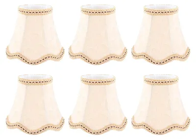 6er-Set E14 Clip-On Lampenschirme aus Stoff, beige, 8x12x13 cm