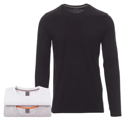 Produktbild von Mivaro Herren 3er Pack Langarmshirts aus Baumwolle - Longsleeve mit Rundhals, leicht anliegend, feinmaschiges Gewebe, Größen S bis 5XL