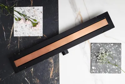 Immagine prodotto di Scarico lineare Oro rosa spazzolato - Extra basso - LINE PRO - Oro rosa spazzolato 120 cm