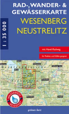 Immagine prodotto di Mappa delle piste ciclabili, delle escursioni e dei corsi d'acqua Wesenberg, Neustrelitz - Havel da Ratzeburg a Röblinsee