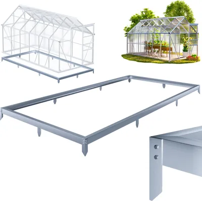Image de GARDEBRUK® Fondation serre de jardin 380x190cm acier inoxydable cadre acier matériel montage fixation sol embase serre aluminium polycarbonate