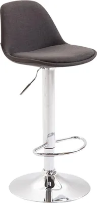 Image de Tabouret de bar CLP Kiel en tissu, réglable en hauteur et pivotant, gris foncé, piètement chromé