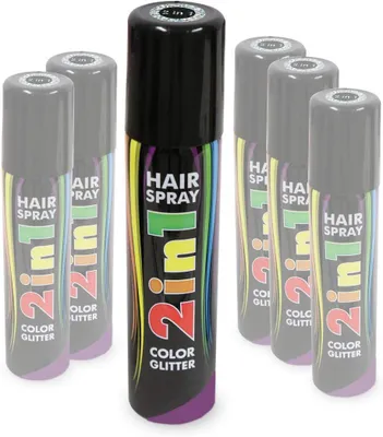 Produktbild von Haarspray 2in1 Color und Glitter in verschiedenen Farben buntes Haarspray mit Glitzer Haarschmuck farbig (Schwarz)