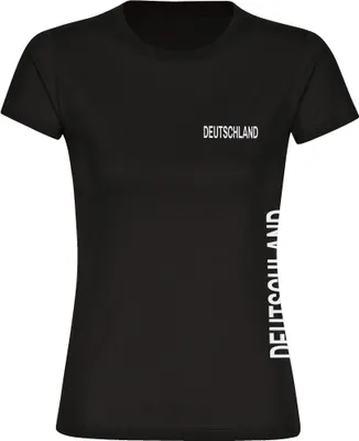 Produktbild von multifanshop Damen T-Shirt - Deutschland - Brust & Seite, schwarz, Größe S