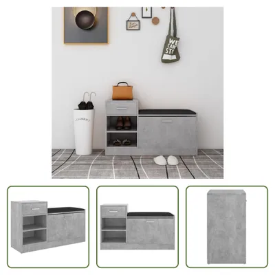Produktbild von The Living Store Schuhbank Betongrau 94,5x31x57 cm Holzwerkstoff