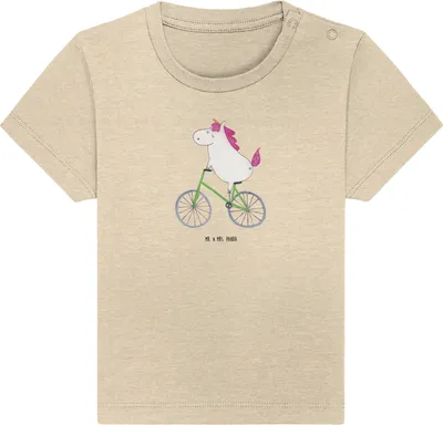 Produktbild von Mr. & Mrs. Panda Organic Baby Shirt Einhorn Radfahrer 12. - 18. Monat - Natural Raw - Geschenk, Unicorn,  T-Shirt, Kleinkind, Jerseyshirt, Einhörner, Radfahren, Rad
