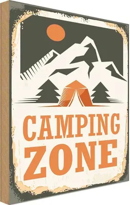 Produktbild von vianmo Holzschild 40x30 cm Camping Zone Outdoor