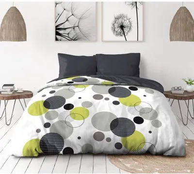 Imagen del producto de Juego de ropa de cama de microfibra Dream Bubbles: 1 funda de edredón de 220 x 240 cm + 2 fundas de almohada de 63 x 63 cm – Gris