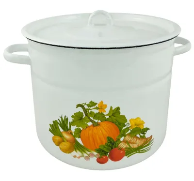 Produktbild von Kürbis Emaille Kochtopf Topf 9 Liter ca 25cm Durchmesser emailliert mit Motiv Retro Nostalgie Geschirr