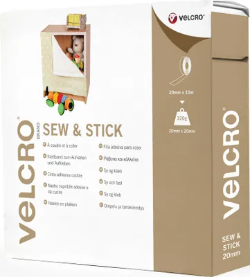 Produktbild von VELCRO® Klettband zum Aufnähen & Aufkleben, Haken & Flausch 20mm x 10m Schwarz