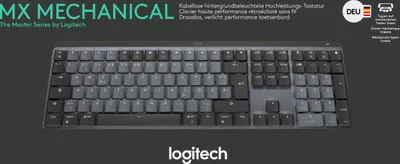 Produktbild von Logitech MX Mechanical, Kabellos, RF Wireless + Bluetooth, Mechanischer Switch, QWERTZ, LED, Graphit