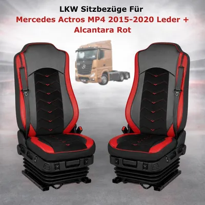 Produktbild von LKW Sitzbezüge Für Mercedes Actros MP4 2015-2020 Leder + Alcantara Rot