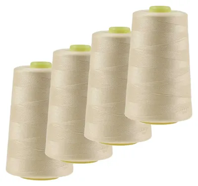 Produktbild von 4 x 4572m Overlock-Garn Overlock-Nähgarn  Polyestergarn Farbe 501 bis 540, Farbe:A528 hellelfenbein